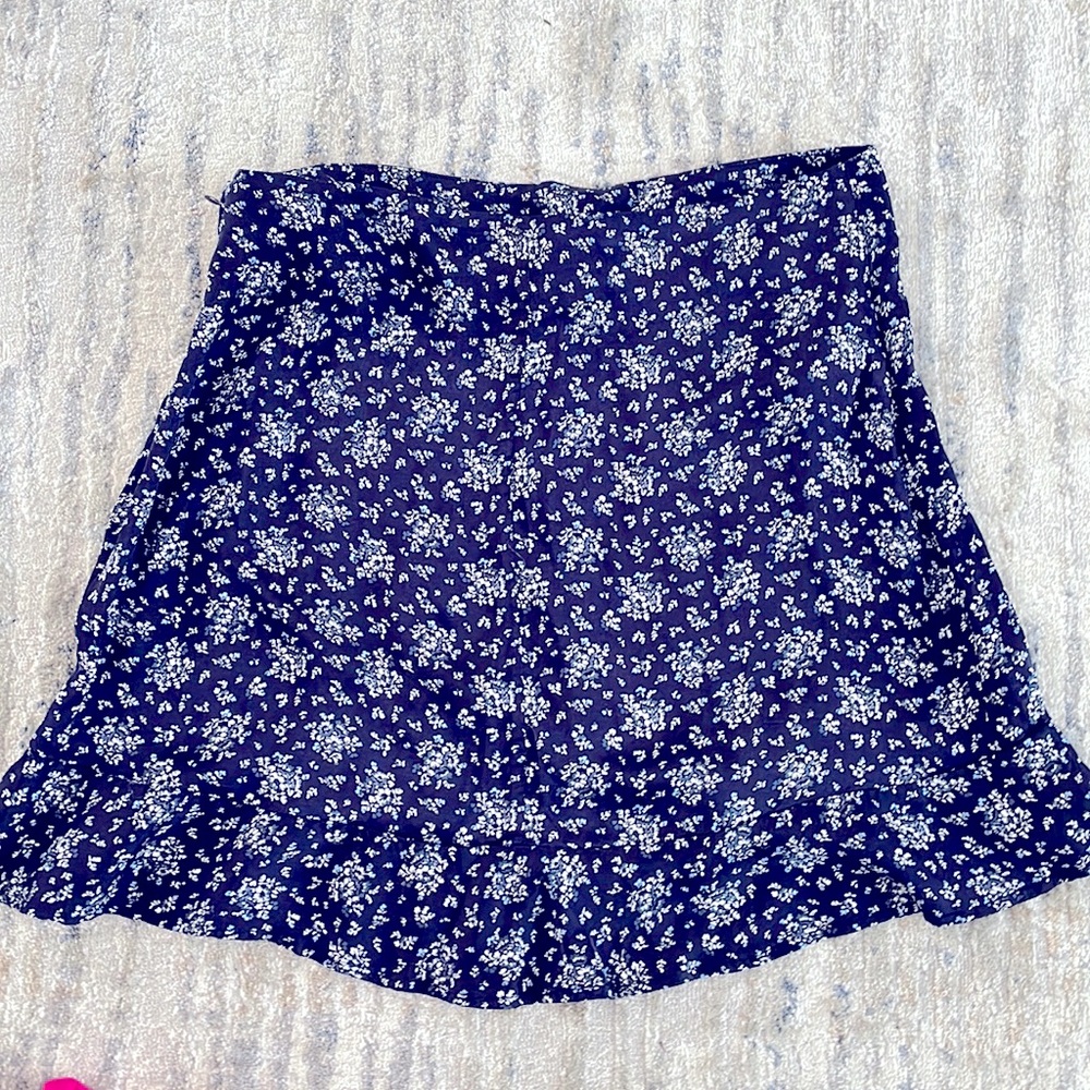 Satin CK Floral Mini Skirt
